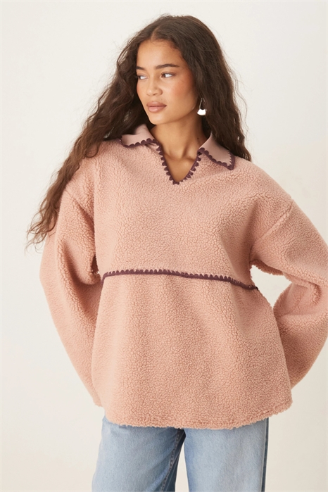 Свитшот из флиса Borg с отделкой «одеяльным швом» артикул 143217924