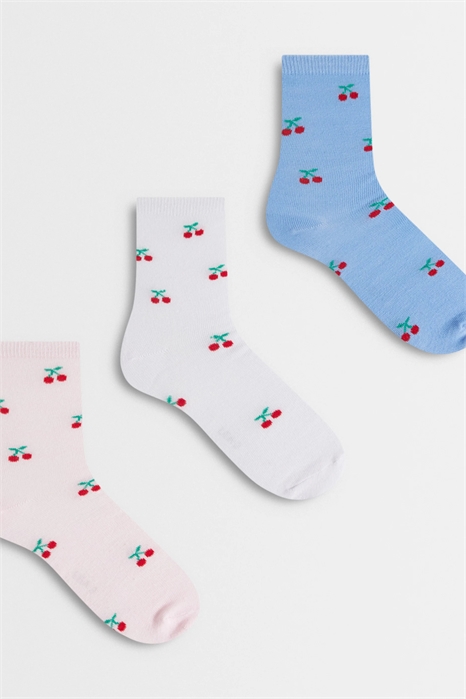 Набор из 3 пар носочков до щиколотки с вишневым рисунком артикул 155474372