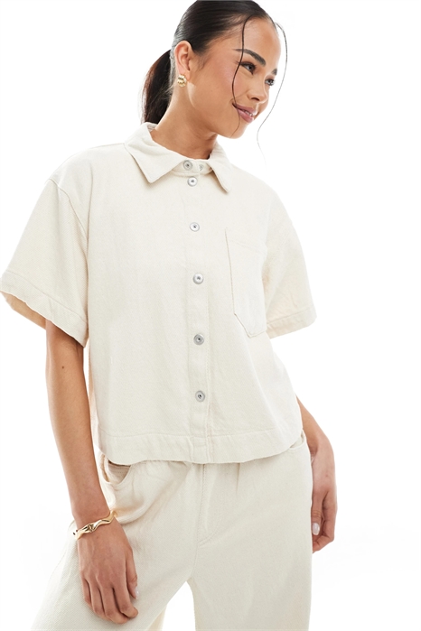 Рубашка прямого кроя с короткими рукавами из текстурированной саржи co-ord артикул 141664770