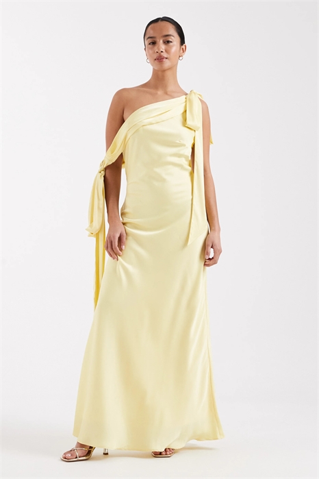 Атласное макси-платье с открытыми плечами для подружек невесты артикул 154078808