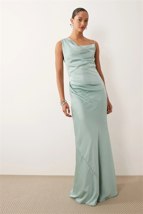 Атласное макси-платье с одним плечом для подружки невесты артикул 154078323