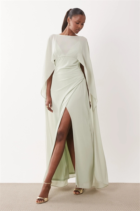 Шифоновое макси-платье для подружки невесты с накидкой артикул 154078342