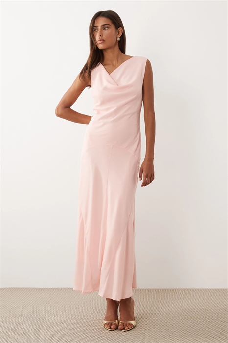 Макси-платье с атласным верхом артикул 154692047