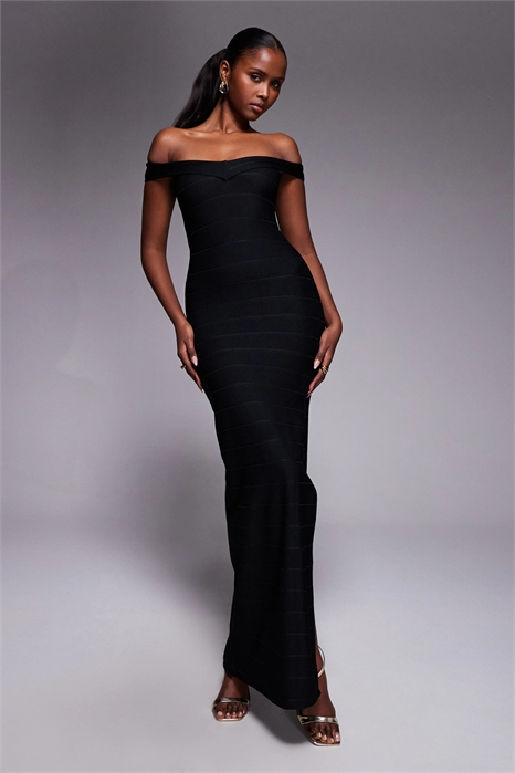 Эксклюзивное макси-платье с бандажным вырезом под грудью и разрезом сбоку артикул 151522746