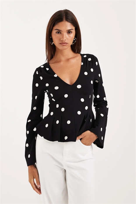 Топ с длинными рукавами и баской артикул 153719333