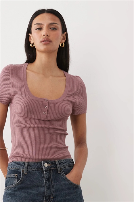 Детская футболка с ребристым кроем и пуговицами для подростков артикул 155443238