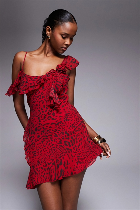 Мини-платье из шифона «Джульетта» с рюшами и асимметричным подолом артикул 153533268