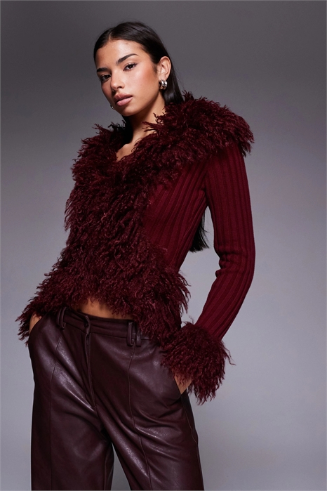 Кардиган Cressida из плотного трикотажа с ворсистой отделкой из искусственного меха и застежкой-молнией артикул 153530833