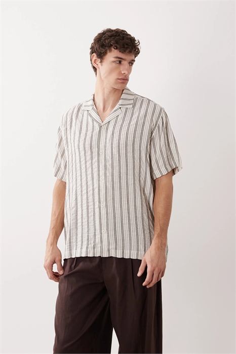 Рубашка свободного кроя с текстурной полоской артикул 156183180