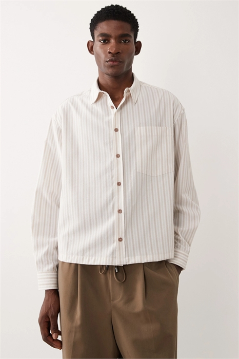 Рубашка свободного кроя в крупную полоску артикул 155775902