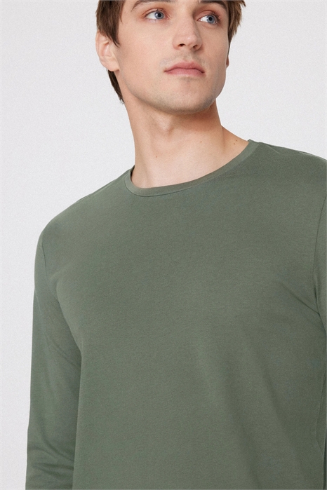 Футболка с круглым вырезом и длинными рукавами из 100% хлопка артикул 156298666