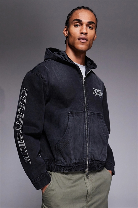 Джинсовая куртка с капюшоном большого размера артикул 151187029