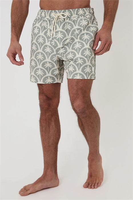 Плавки из ткани «сирсакер» с пальмовым принтом артикул 156413709
