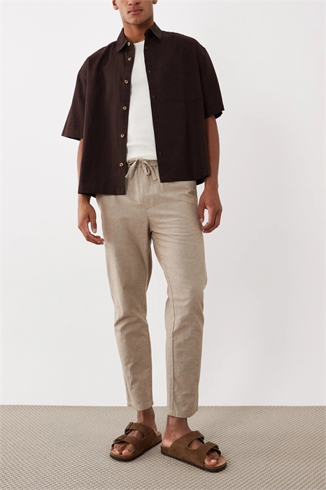 Укороченные брюки из смешанного льна артикул 153807670