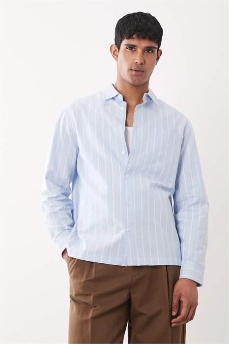 Рубашка прямого кроя в полоску артикул 154761485