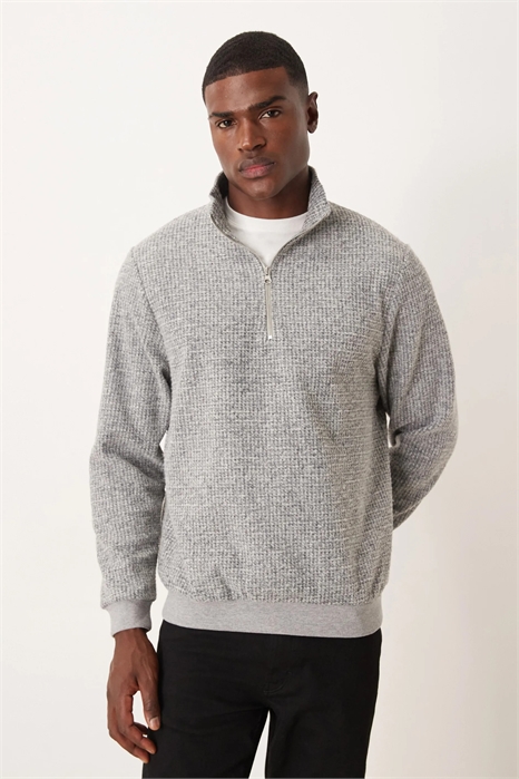 Модель с четвертью молнии из смешанной ткани с добавлением шерсти артикул 150080634