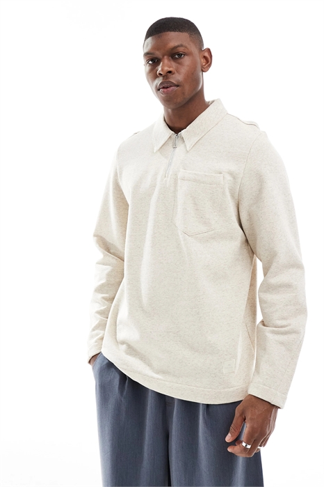 Свитшот-поло с полузастежкой-молнией и нашитым логотипом артикул 141704326