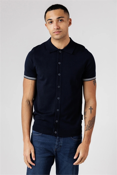 Полурубашка-поло с короткими рукавами, пуговицами и полоской на рукаве артикул 155974488
