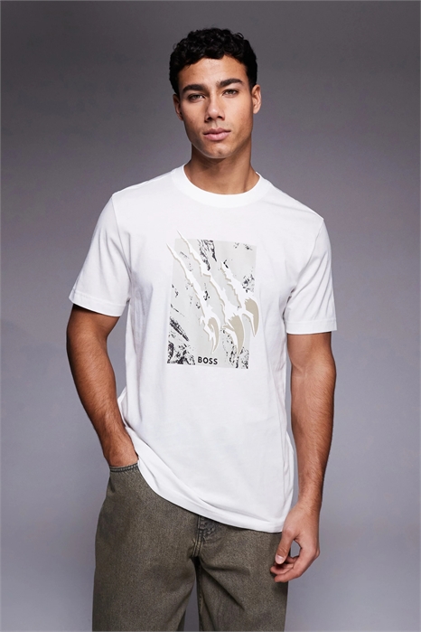 Футболка с логотипом на груди из ткани теплэйн артикул 153724783