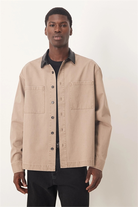 Рубашка свободного кроя с воротником из искусственной кожи артикул 149595983