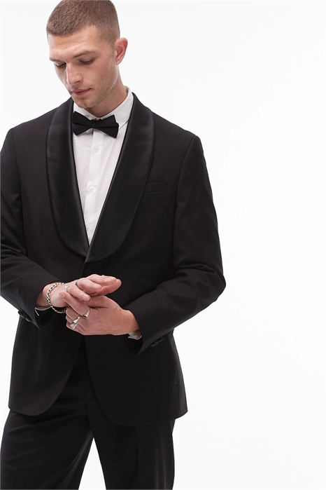 Шаль премиум-класса прямого кроя из смешанной шерсти, пиджак-смокинг артикул 135131362