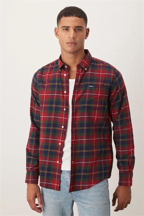 Рубашка из шерсти с крупным клетчатым узором артикул 150171376