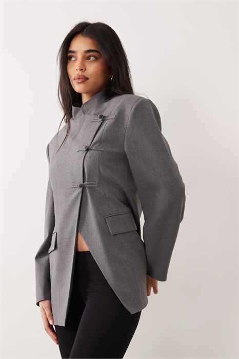 Блейзер с воротником-воронкой и пуговицами типа «мандарин» артикул 155967771