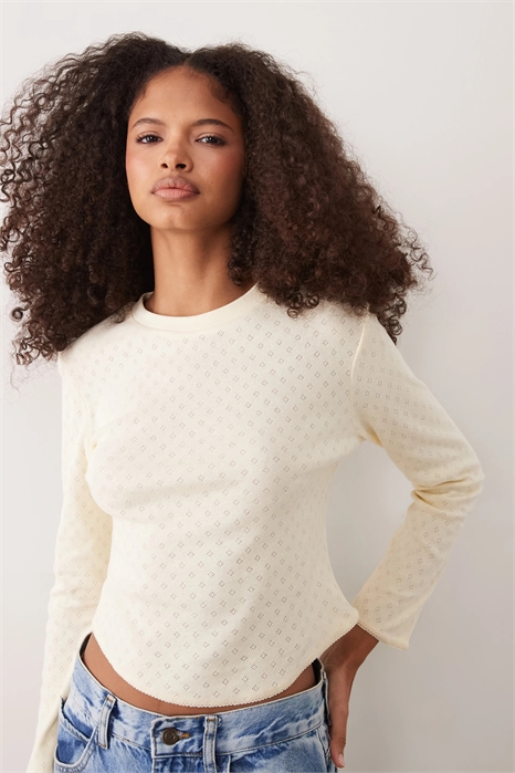 Топ с рукавами длиной три четверти из ткани «пойнтелл» артикул 155809614