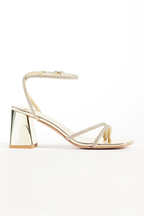 Сандалии Simmi London Juliette с зеркальным эффектом, стразами и низким каблуком-блок артикул 154853274