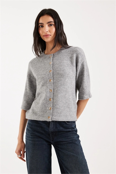Вязаный кардиган свободного кроя с короткими рукавами артикул 154236629