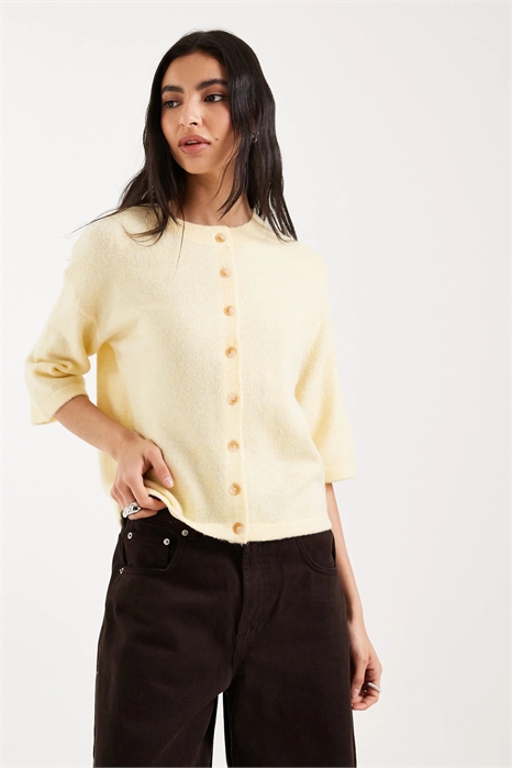 Вязаный кардиган свободного кроя с короткими рукавами артикул 154236630