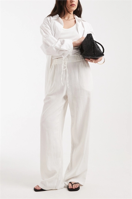 Брюки из льна с широкими брючинами артикул 155969176