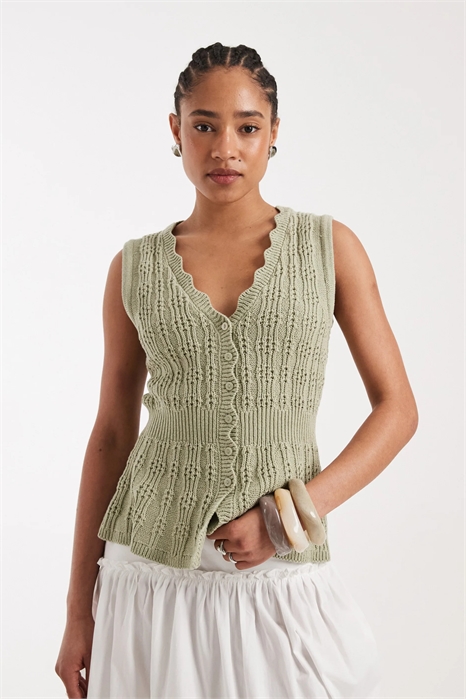 Трикотажный жилет с затянутой талией артикул 155322960
