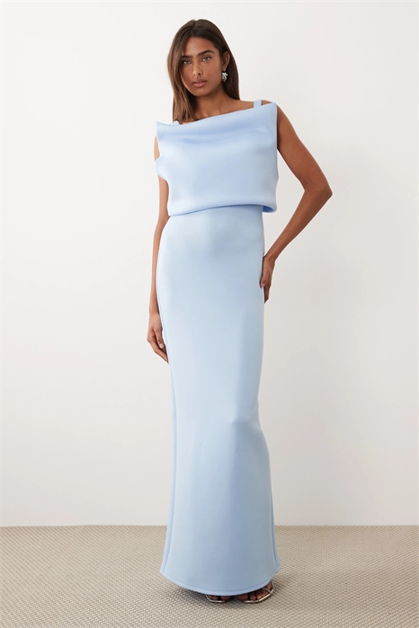 Макси-платье с бретелями и структурированным кроем артикул 155127586