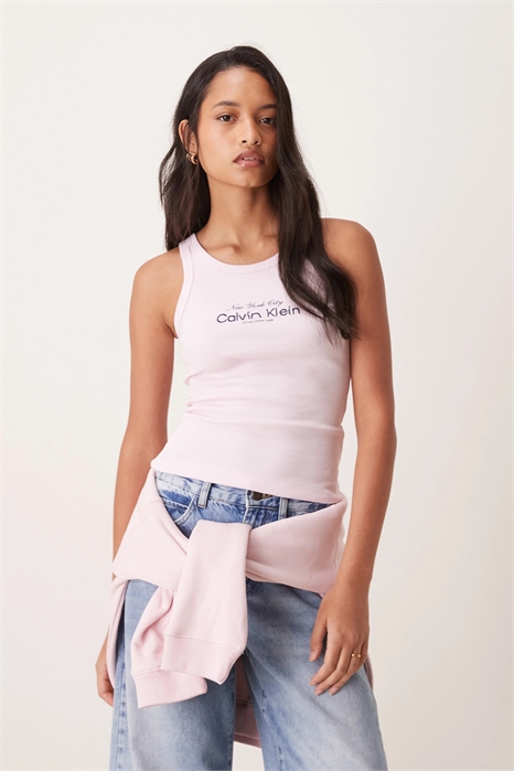 Майка с ребристым принтом в виде логотипа артикул 154173594