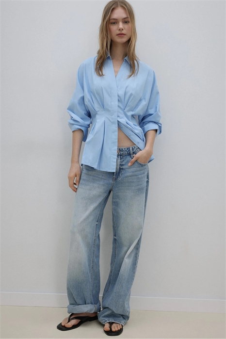 Рубашка из поплина со складками артикул 156514011