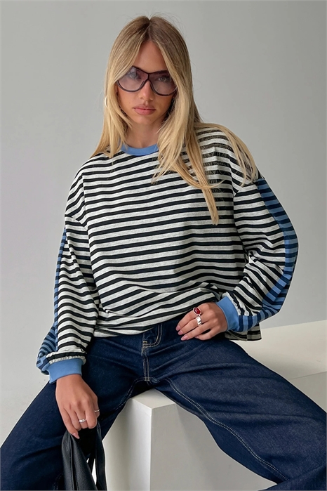 Топ Taysha с круглым вырезом, спущенными плечами и длинными рукавами из ткани с высоким содержанием хлопка артикул 153364468