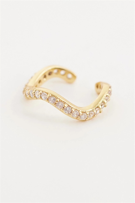 Уховая манжета с мелким паве-узором в виде волн артикул 153837008