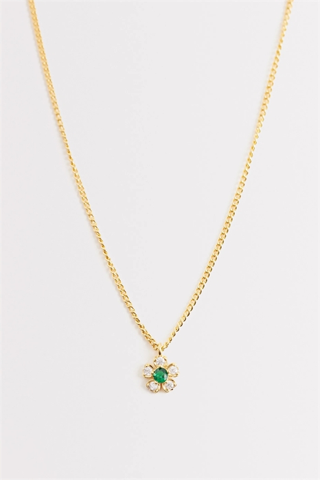Ожерелье с кристаллами и изумрудными цветами артикул 153816927