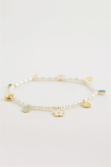 Браслет с подвесками из жемчуга и эмали артикул 153816933