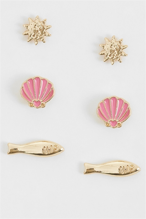 Набор сережек-гвоздиков с изображением морских обитателей артикул 155539210