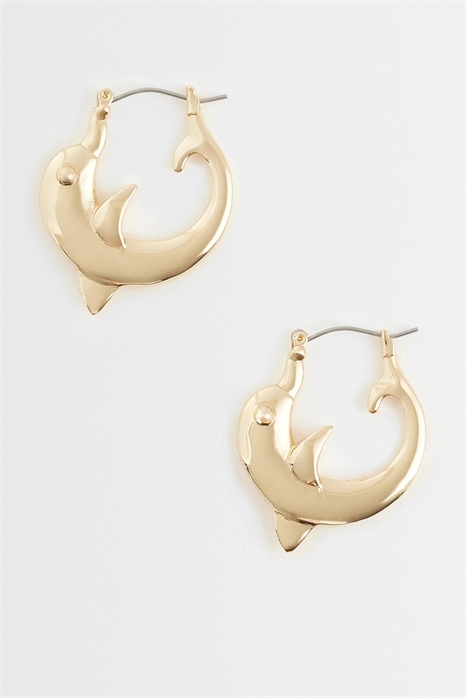 Кольцевые серьги с изображением дельфина артикул 155445965