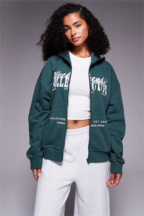 Худи с капюшоном и молнией от Weekend Collective с принтом из смешанных шрифтов артикул 148450534