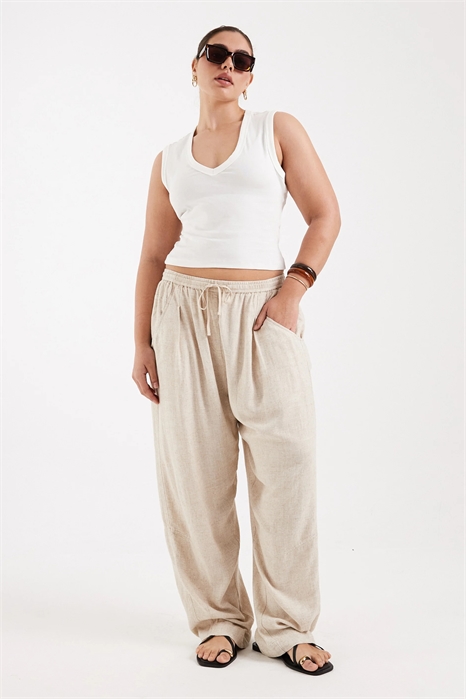 ASOS DESIGN Curve — брюки-универсалы из льняного твила с низкой посадкой артикул 154135563