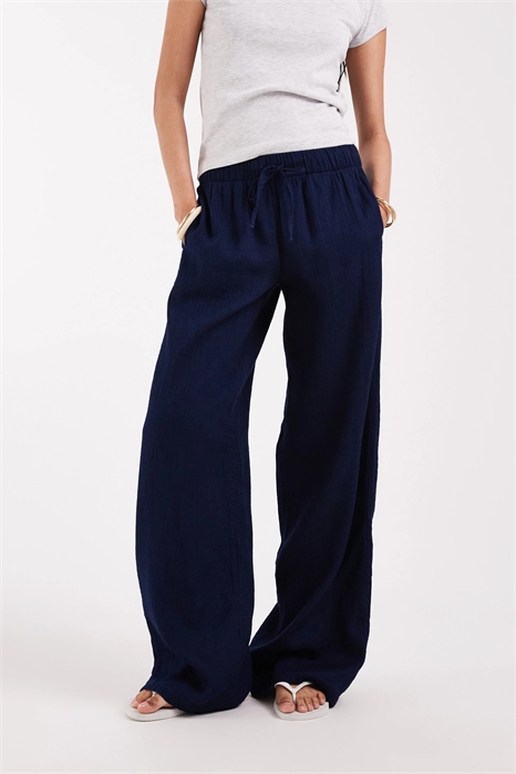 Брюки с широкими брючинами из ткани «сирсакер» артикул 155216740