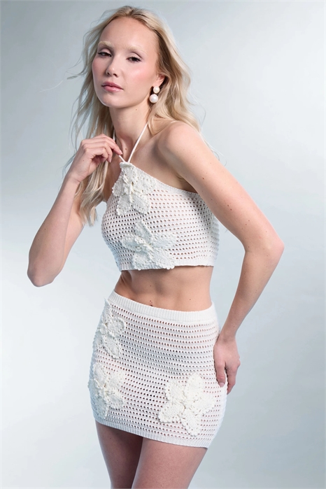 Мини-юбка из вязаного крючком материала с цветочной вышивкой co-ord артикул 156691346