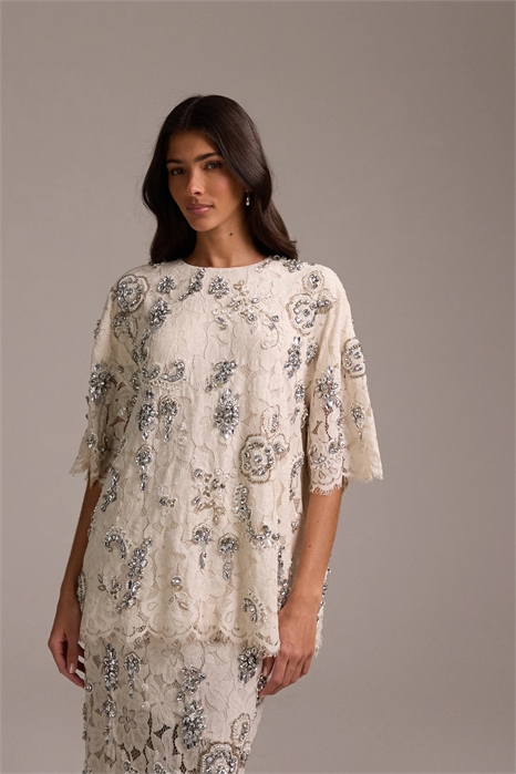 Свадебный топ из кружева с украшением артикул 151899666