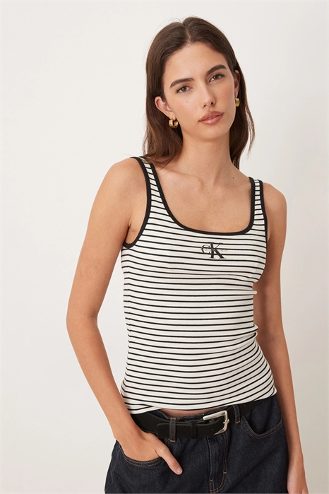 Моналого: майка с ребристым верхом и круглым вырезом артикул 154173631