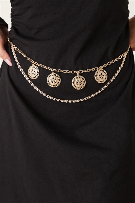 Пояс с монетами на цепочке на талии и бедрах артикул 151634226