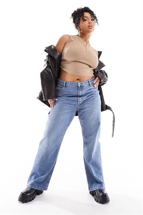 ASOS DESIGN: удобные джинсы с прямыми брючинами из эластичного материала для полных артикул 133324485